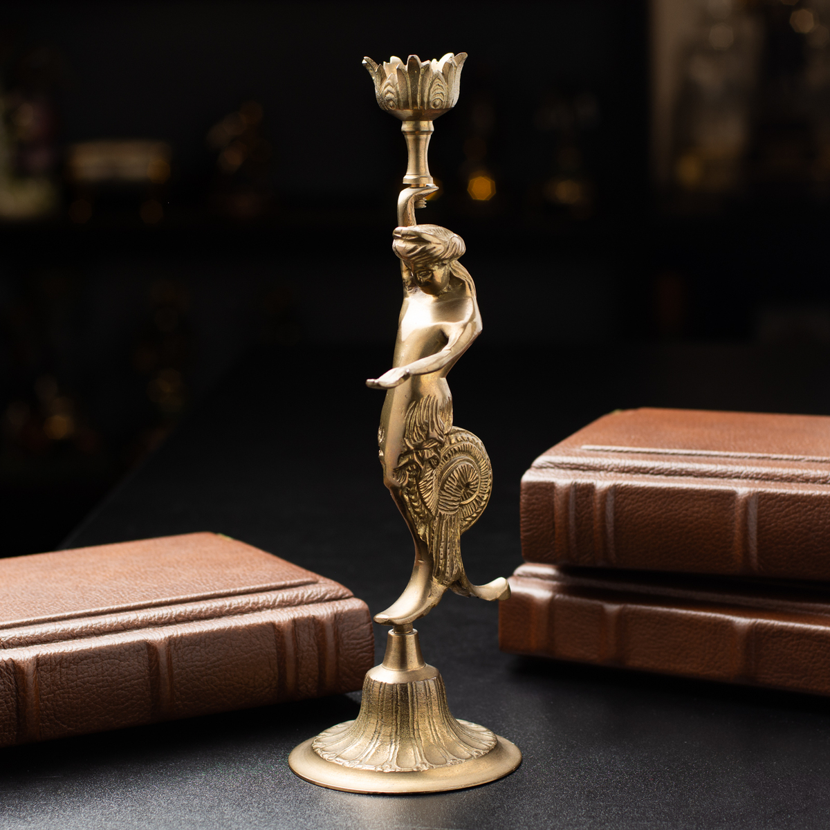 Exquisite handmade bronze candlestick in the form of the god Ooz - Image 3